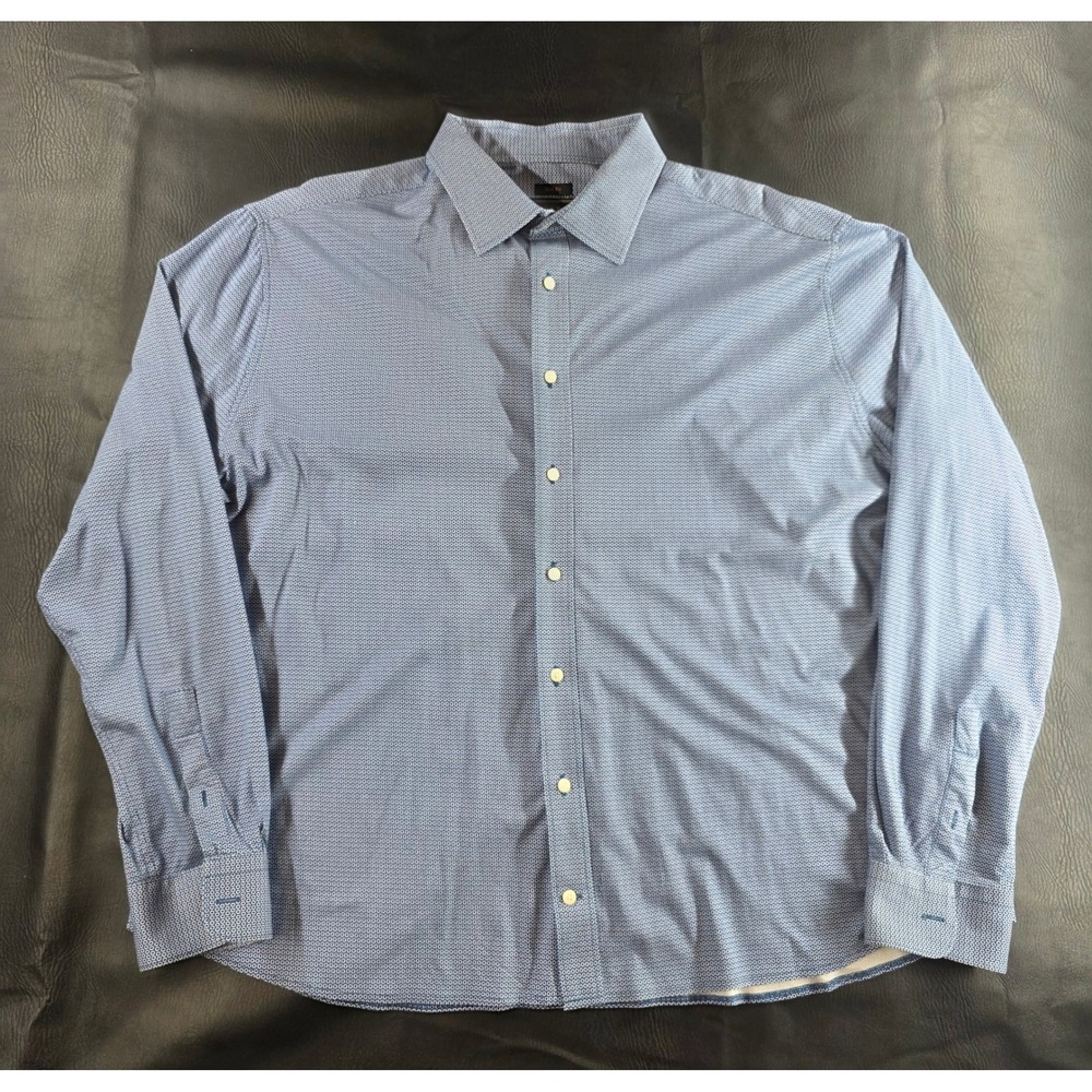 Jos. A. Bank Reserve Slim Fit Shirt 2X Mens Blue Geometric Cotton Button Down